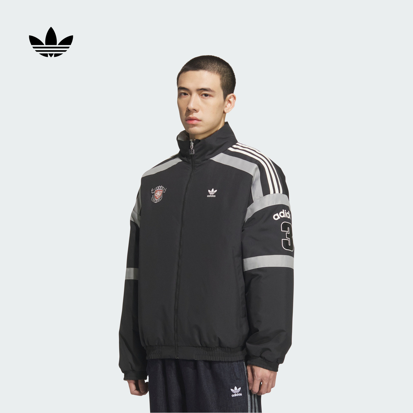 阿迪达斯三叶草 双面穿运动保暖棉服男款秋冬新款adidas KC0093