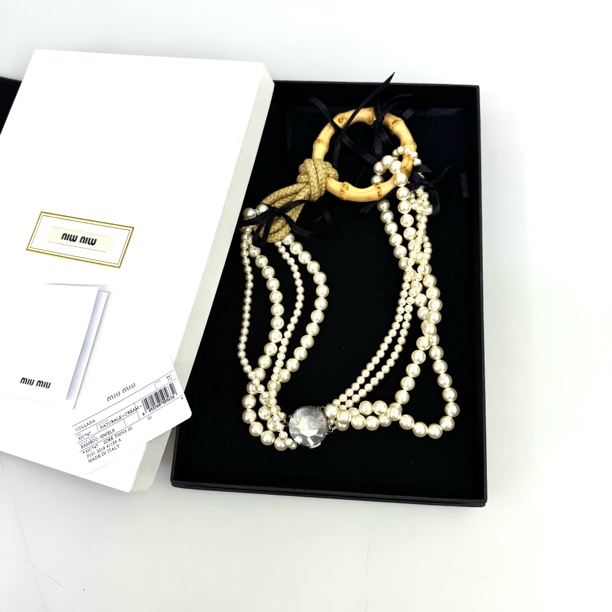 未使用 MIU MIU/缪缪 未使用miumiu四层竹环珍珠项链走秀款项链