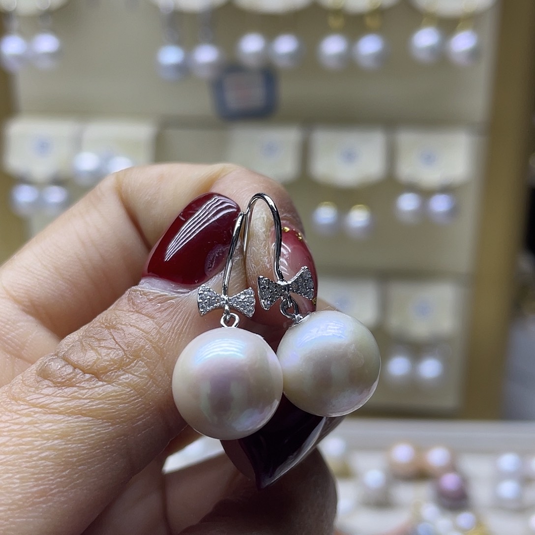 淡水珍珠耳饰银S925镶嵌