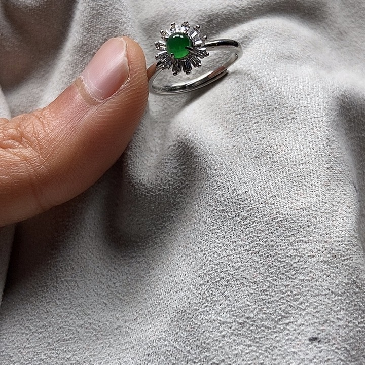 翡翠银S925镶嵌戒指