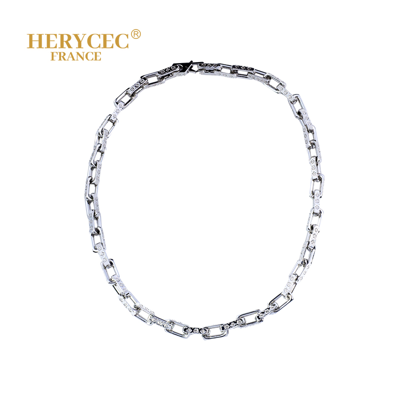 铜合金项链 嘻哈镀18k白色竹节项链 古巴 经典百搭 时尚百搭