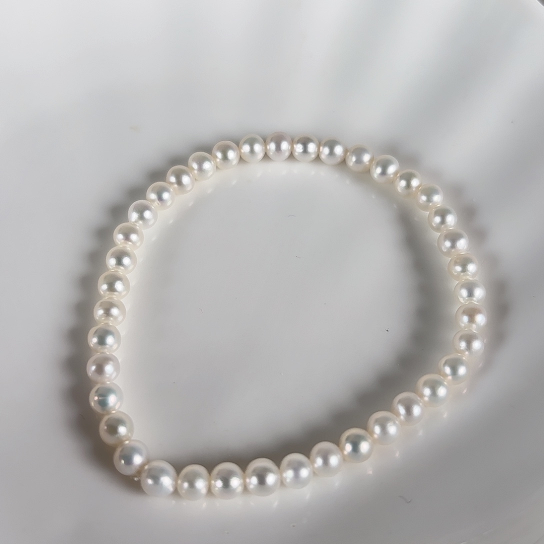 手绳银S925镶嵌淡水珍珠