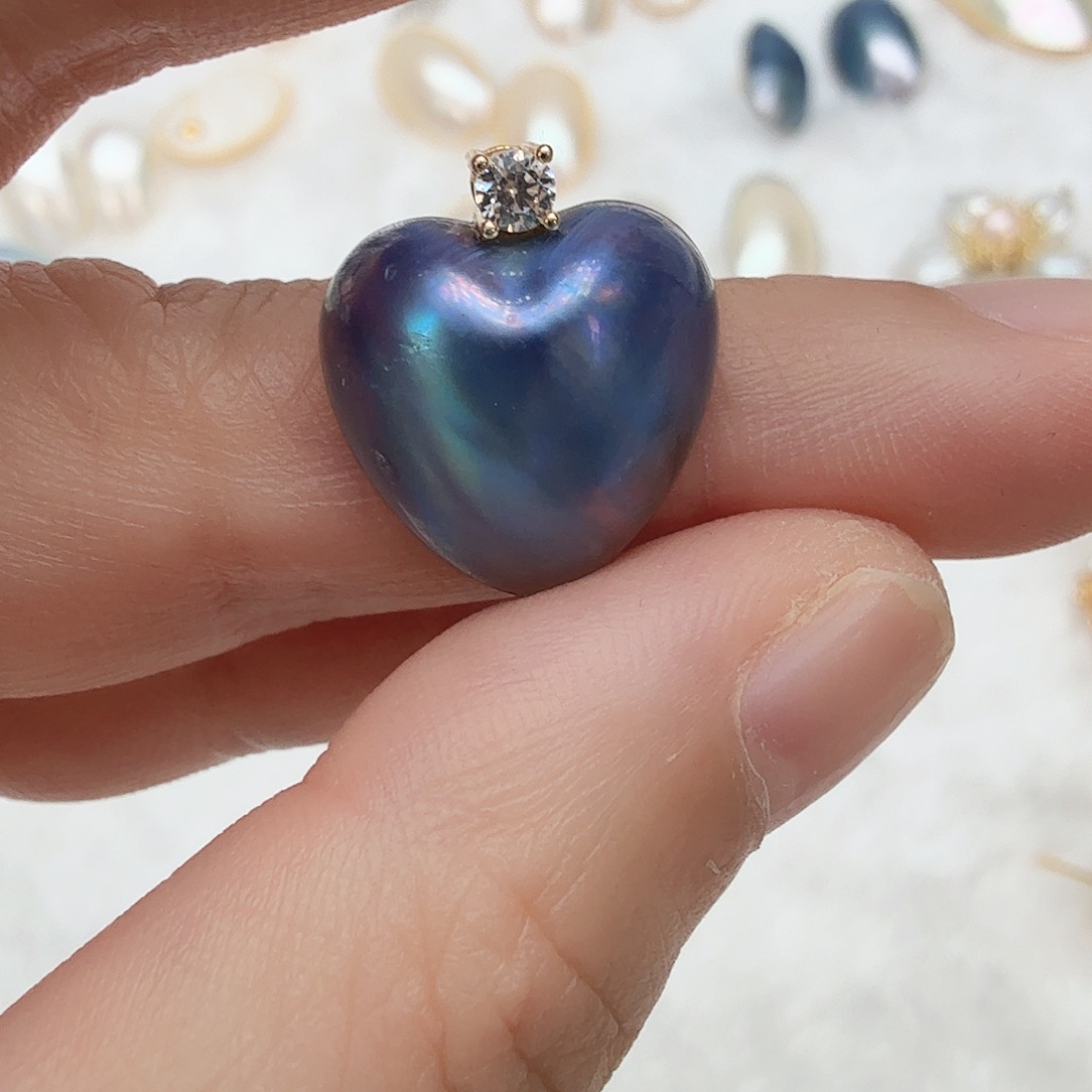 颈饰拼合珍珠（马贝珠）银S925镶嵌