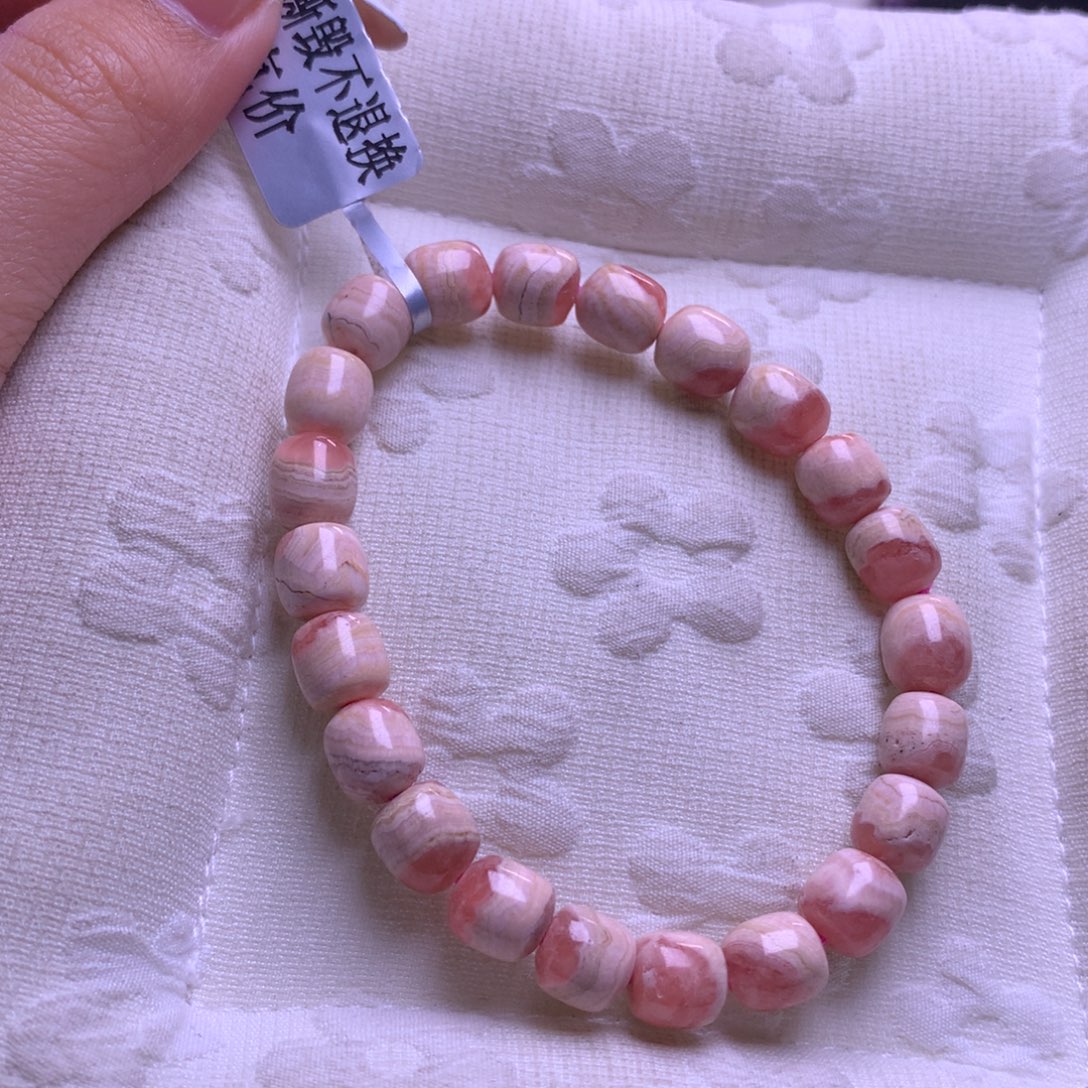 水晶手链未镶嵌红纹石桶珠7+