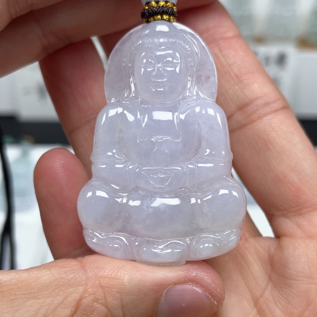 翡翠颈饰未镶嵌天然翡翠A货观音82号