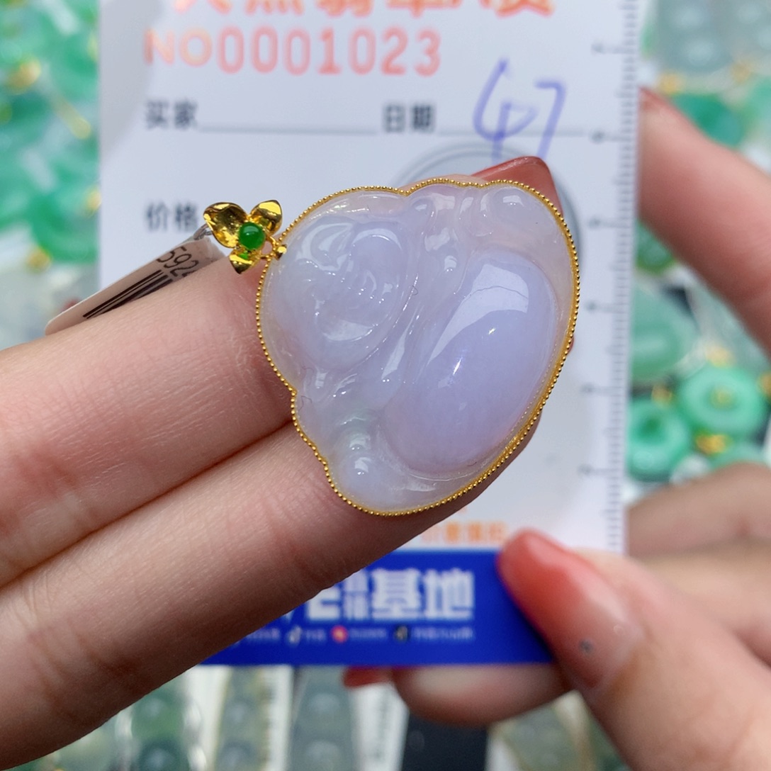 翡翠颈饰18K金镶嵌佛公