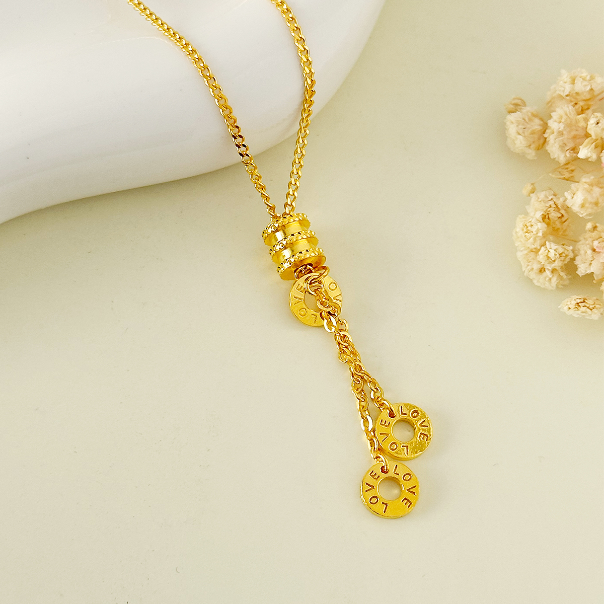 坠链均足银 贴金工艺足银999时尚轻奢小蛮腰项链精致项链