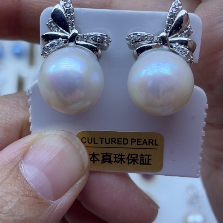 淡水珍珠耳饰银S925镶嵌