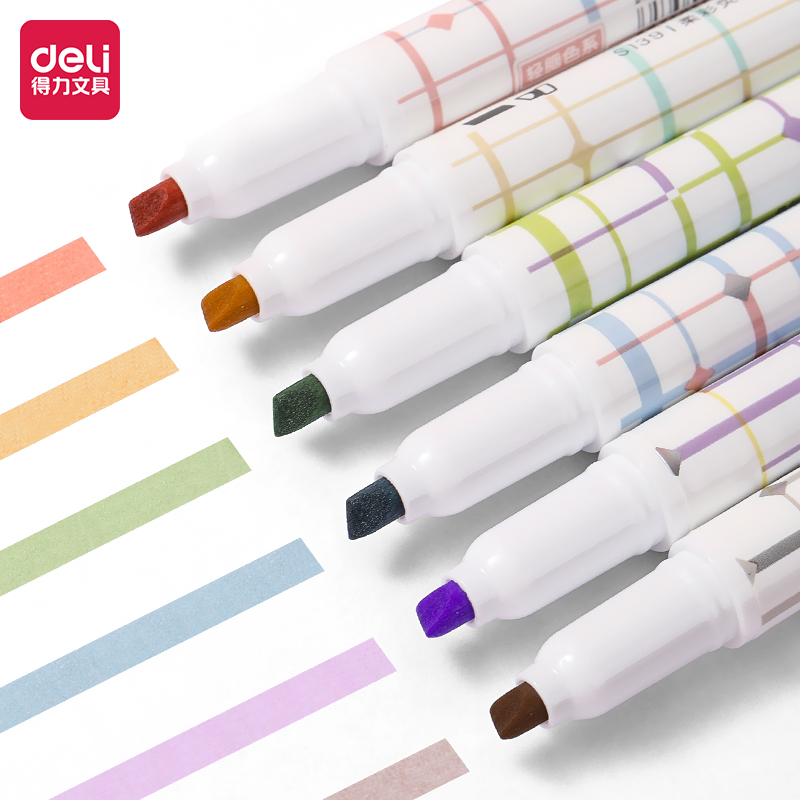 福袋得力S139方寸格荧光笔(轻胭色系)(混)(袋)