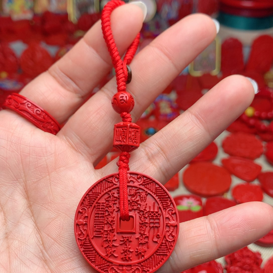 天然辰砂工艺品朱砂钥匙扣