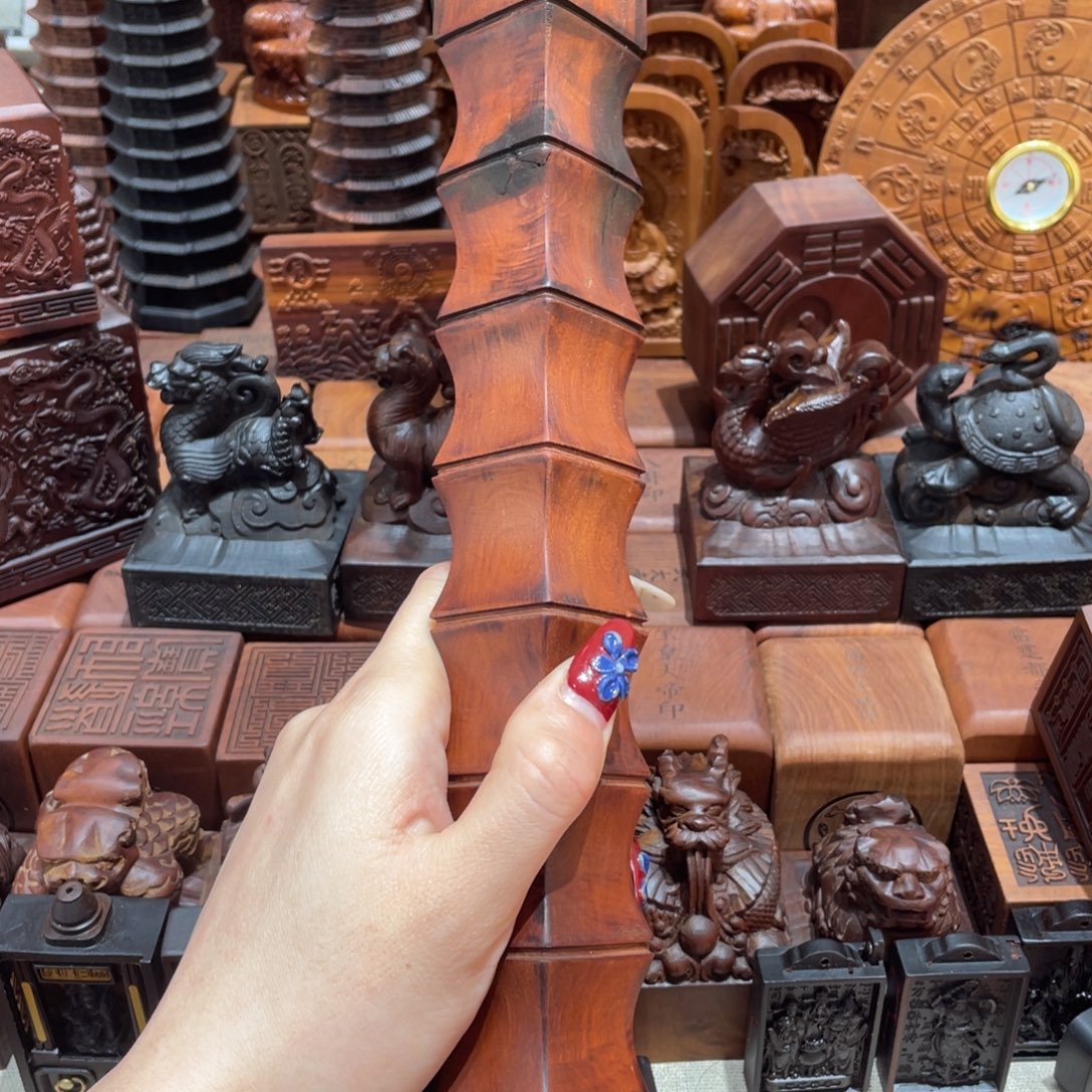 木枣木老料50公分雷痕九节鞭一物一拍