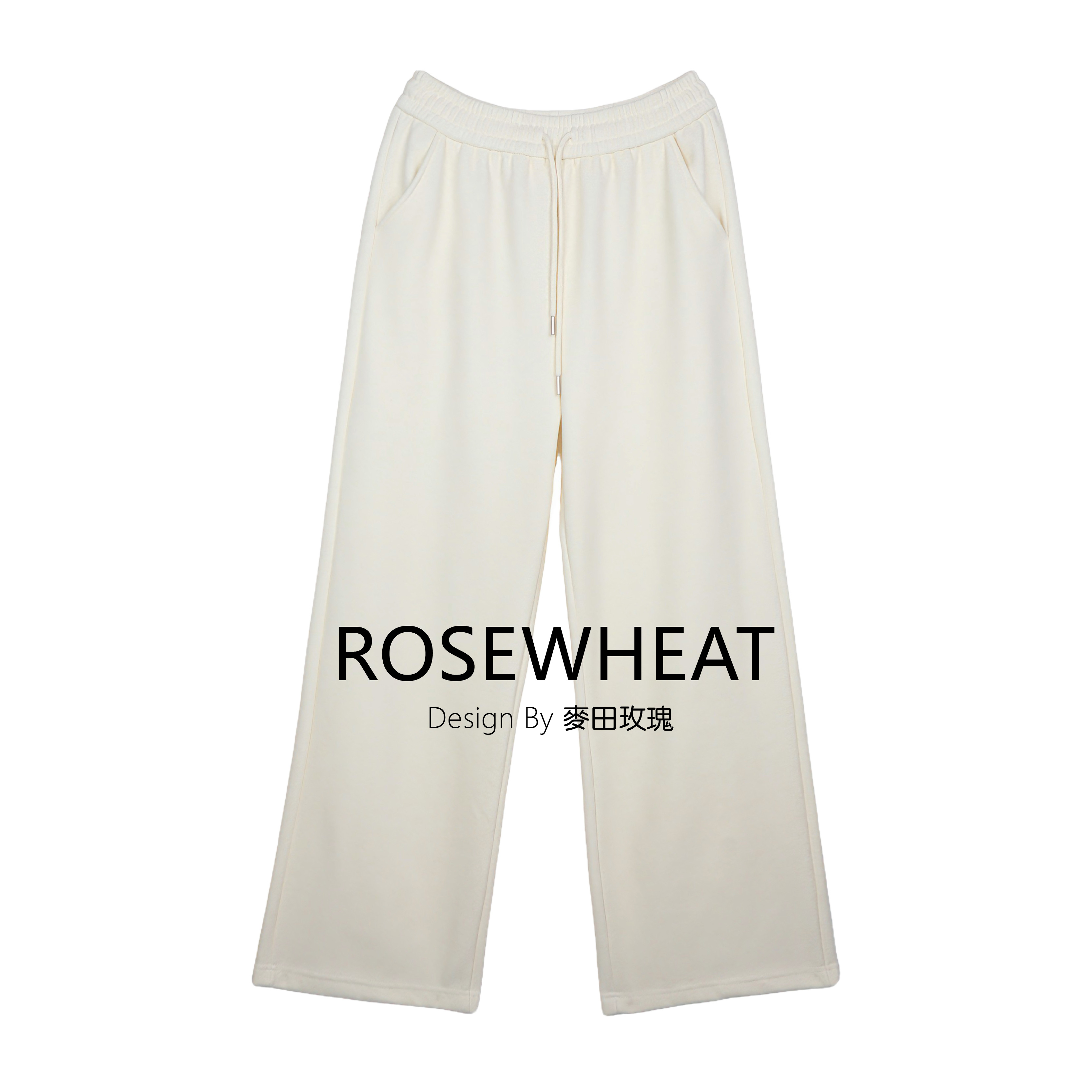 麦田玫瑰【202196】糯米加绒阔腿裤白色新款