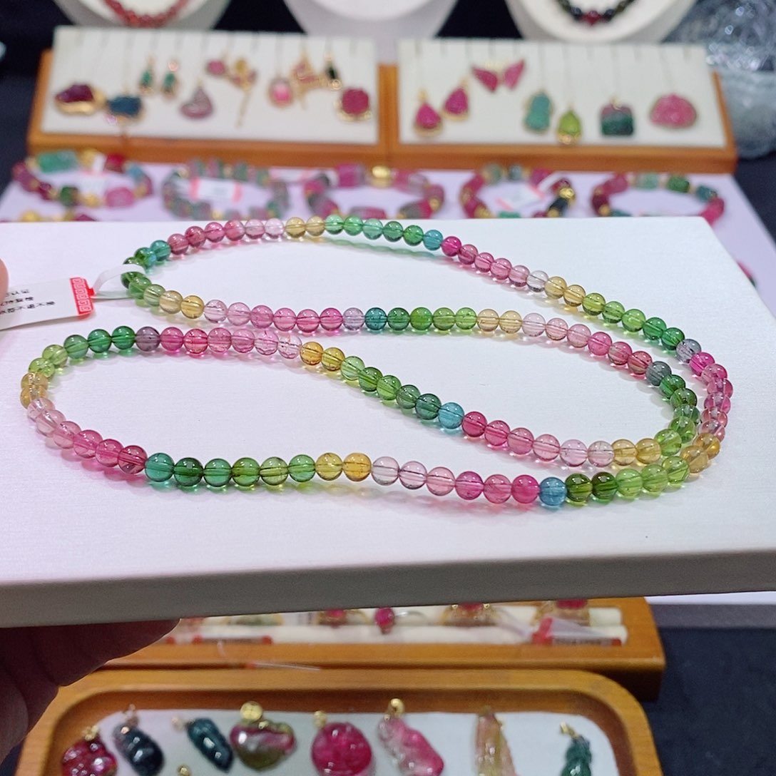 碧玺碧玺m未镶嵌彩虹手链