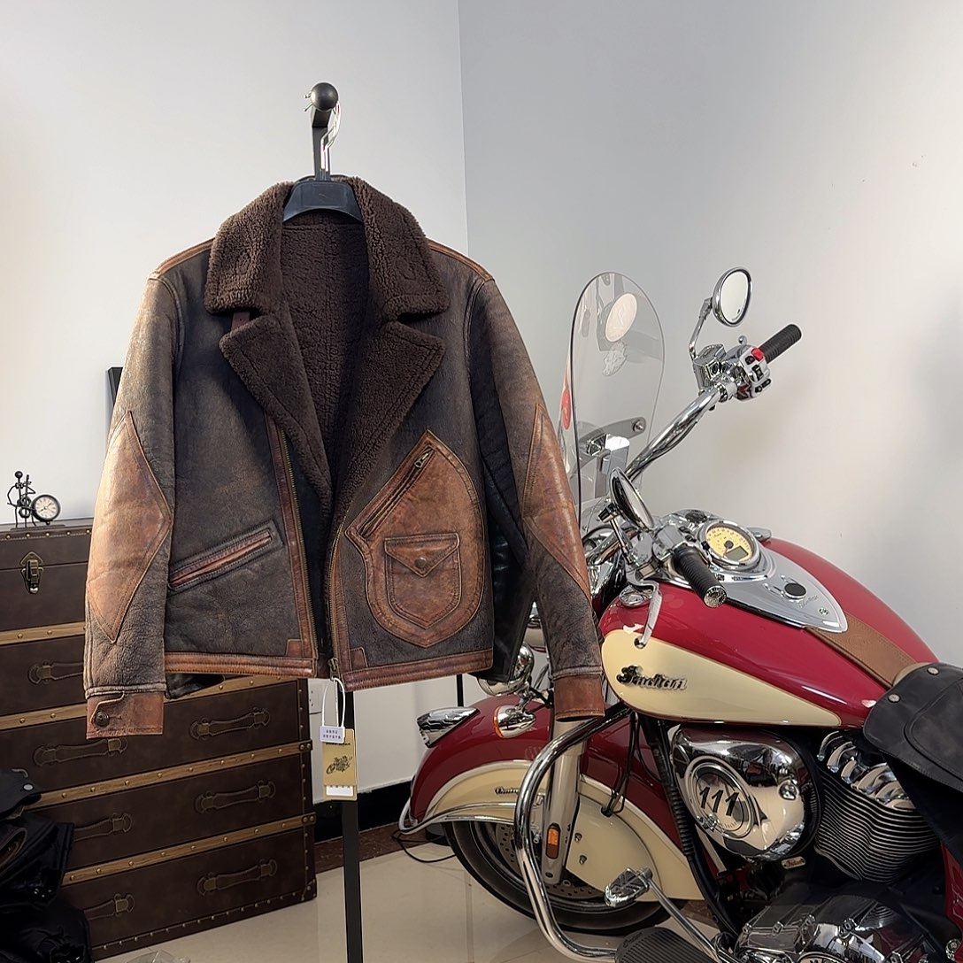 R****皮毛一体做旧灰棕M