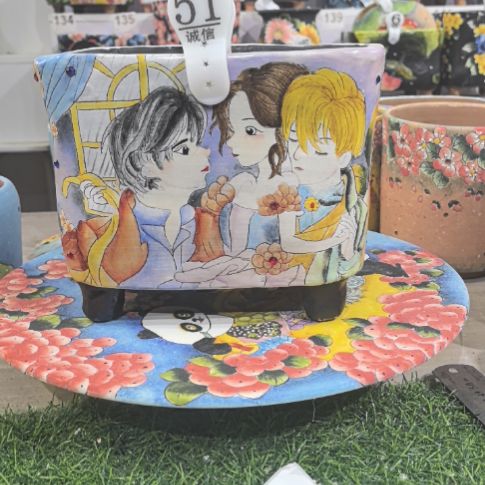 红泥花盆景德镇陶瓷