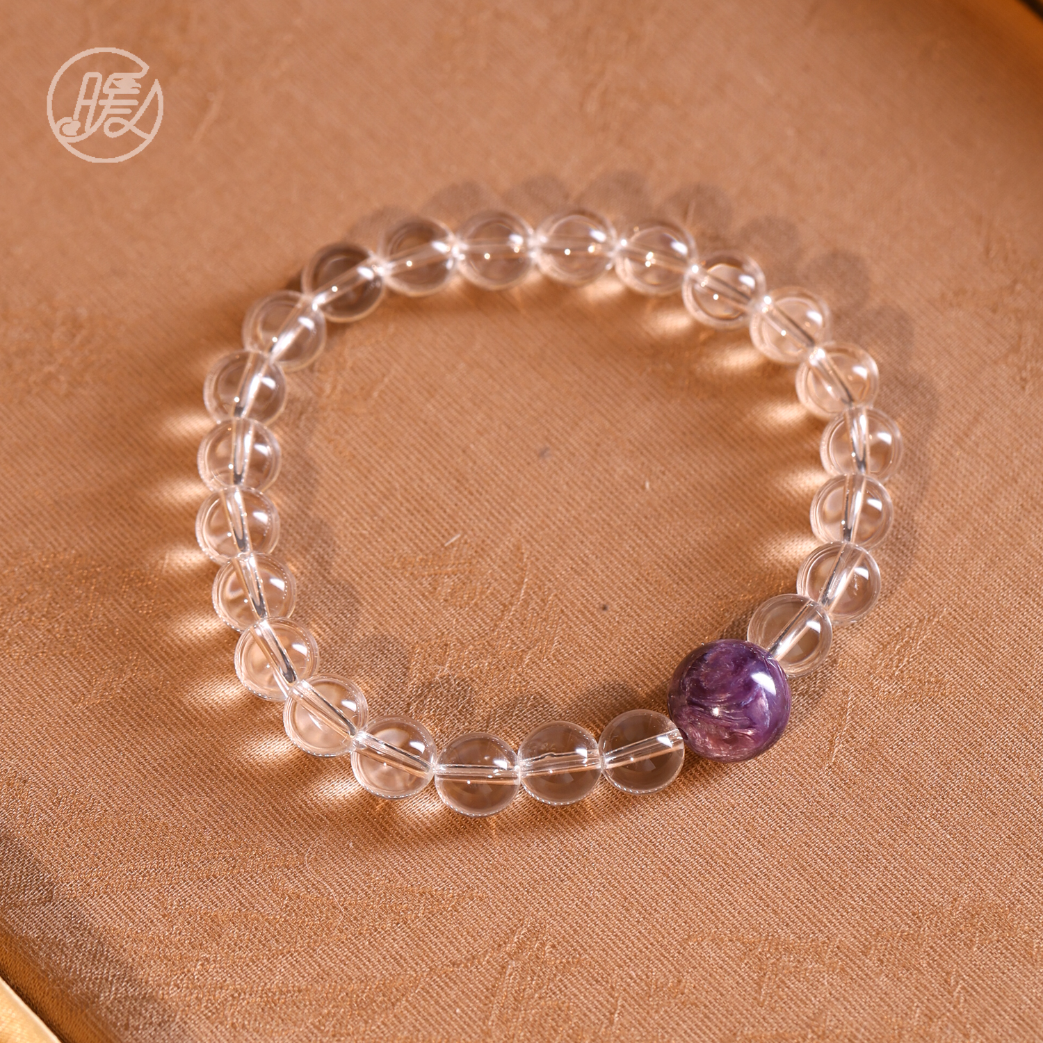 单圈白水晶手串7mm搭配紫龙晶路路通手链C2515多样性发一