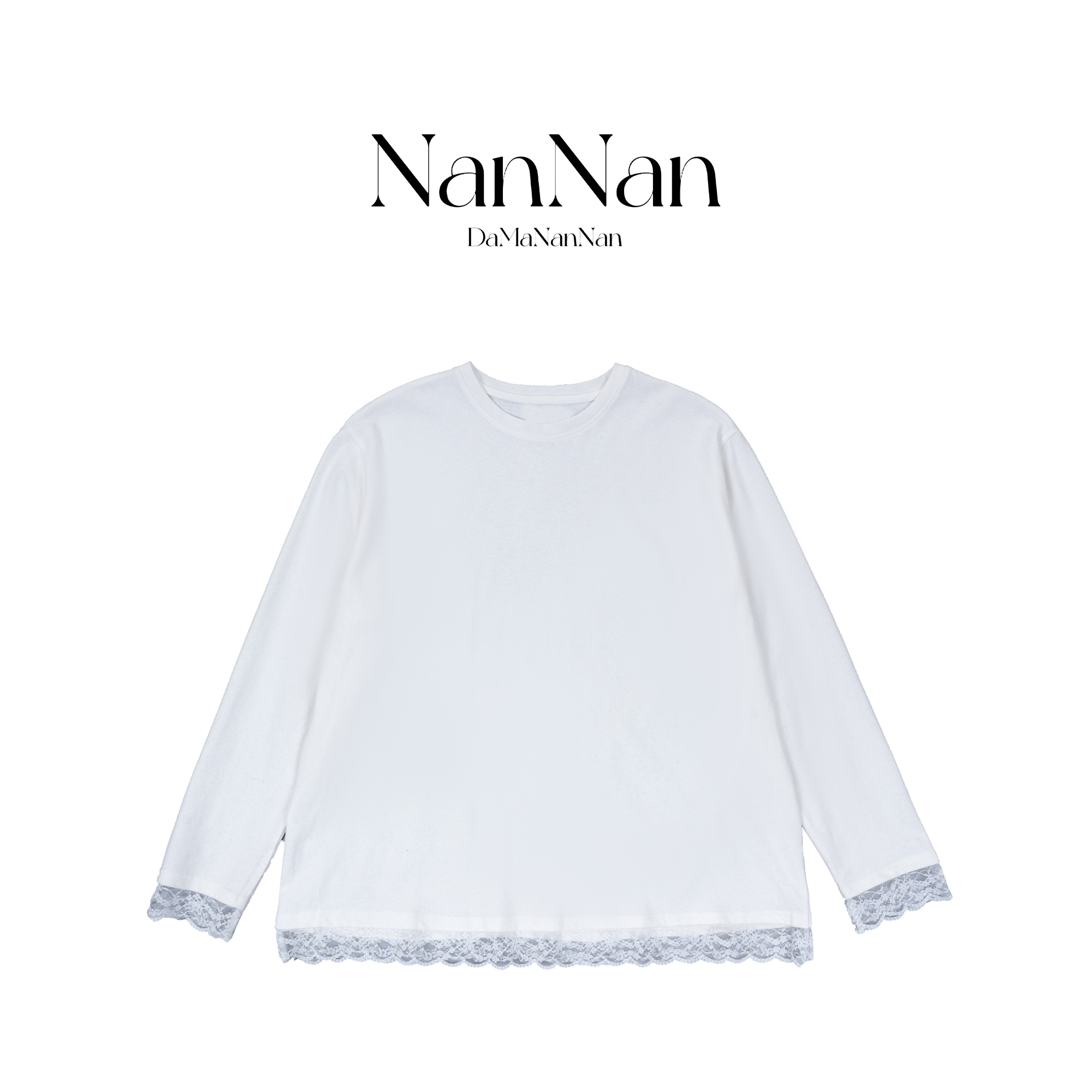 【楠楠推荐】圆领蕾丝T恤（不加绒）B8236