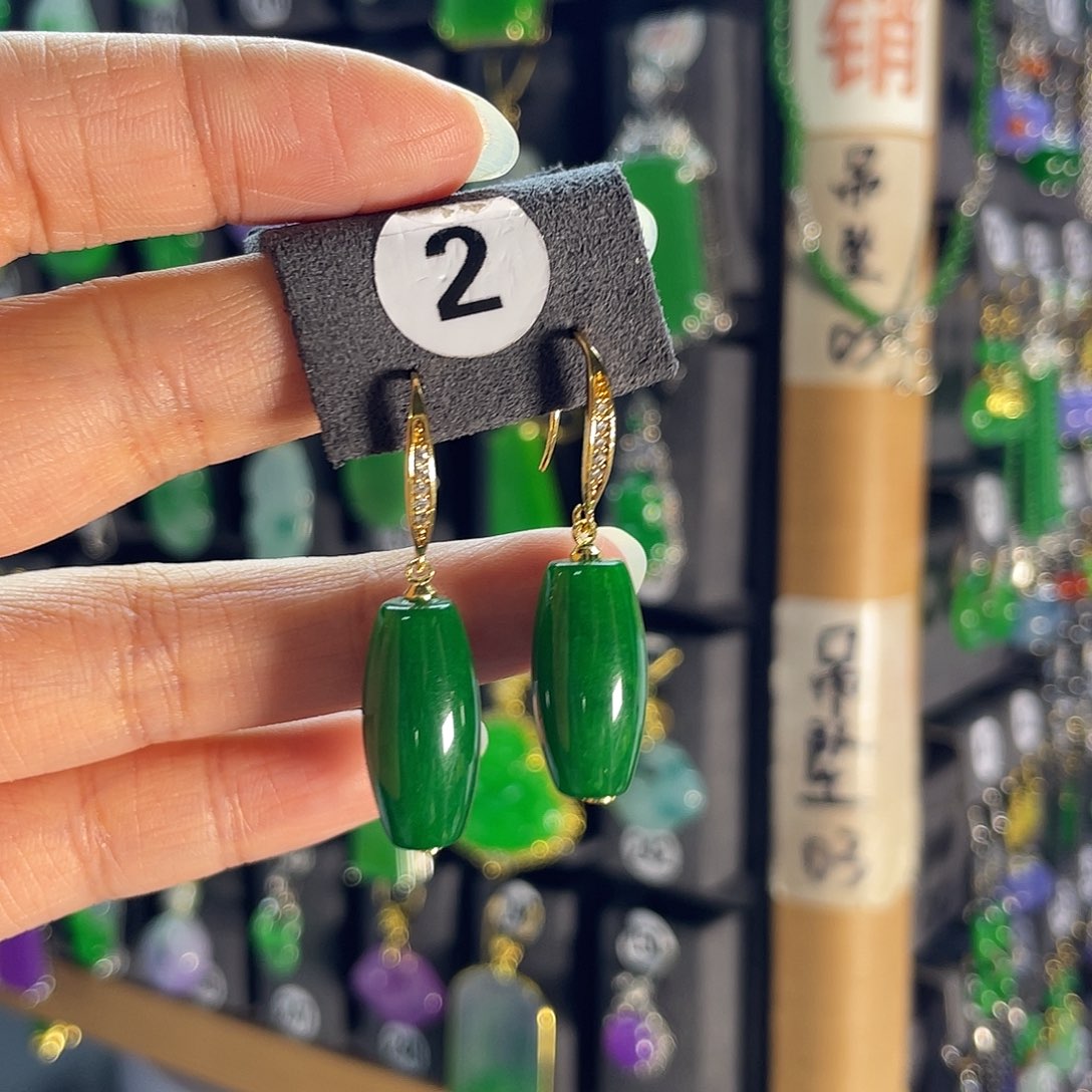 翡翠银S925镶嵌耳饰2