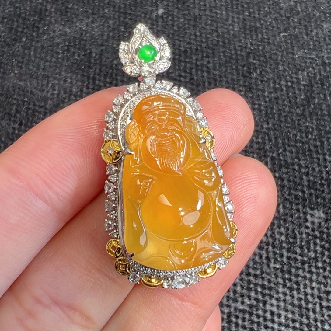 翡翠吊坠(不含链)18K金镶嵌收到货48小时鉴赏期