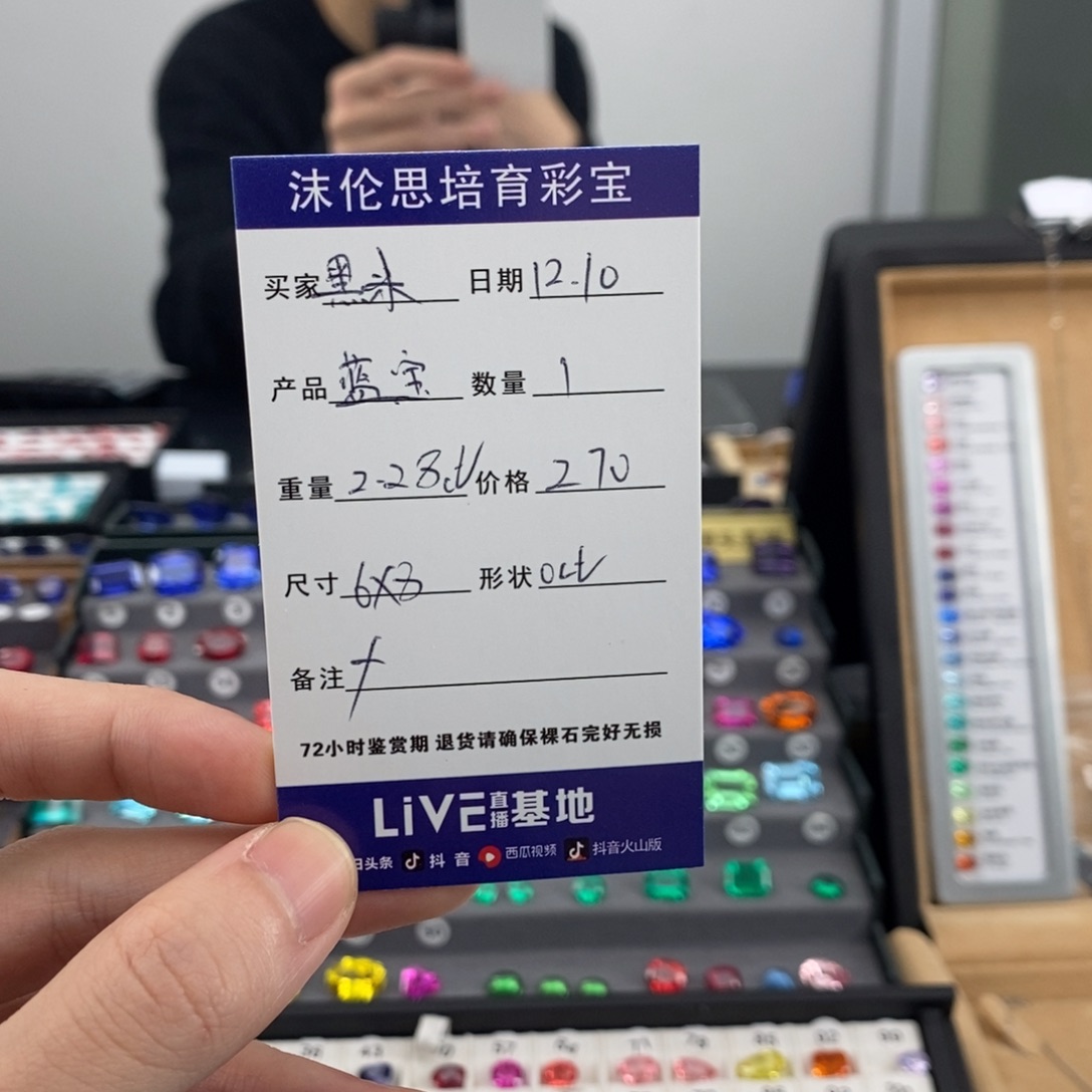 黑***糕合成（培育）蓝宝石裸石2.28ct