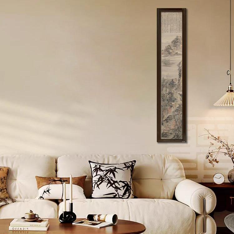 官刻《名贤雅集图》30*120中式实木框装饰画适合书房茶室客厅框画