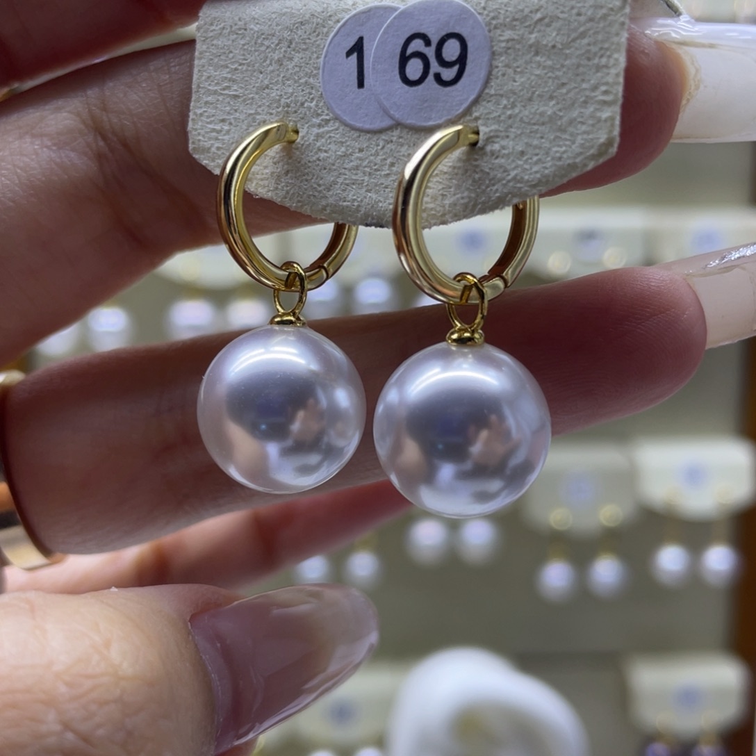 淡水珍珠耳饰银S925镶嵌