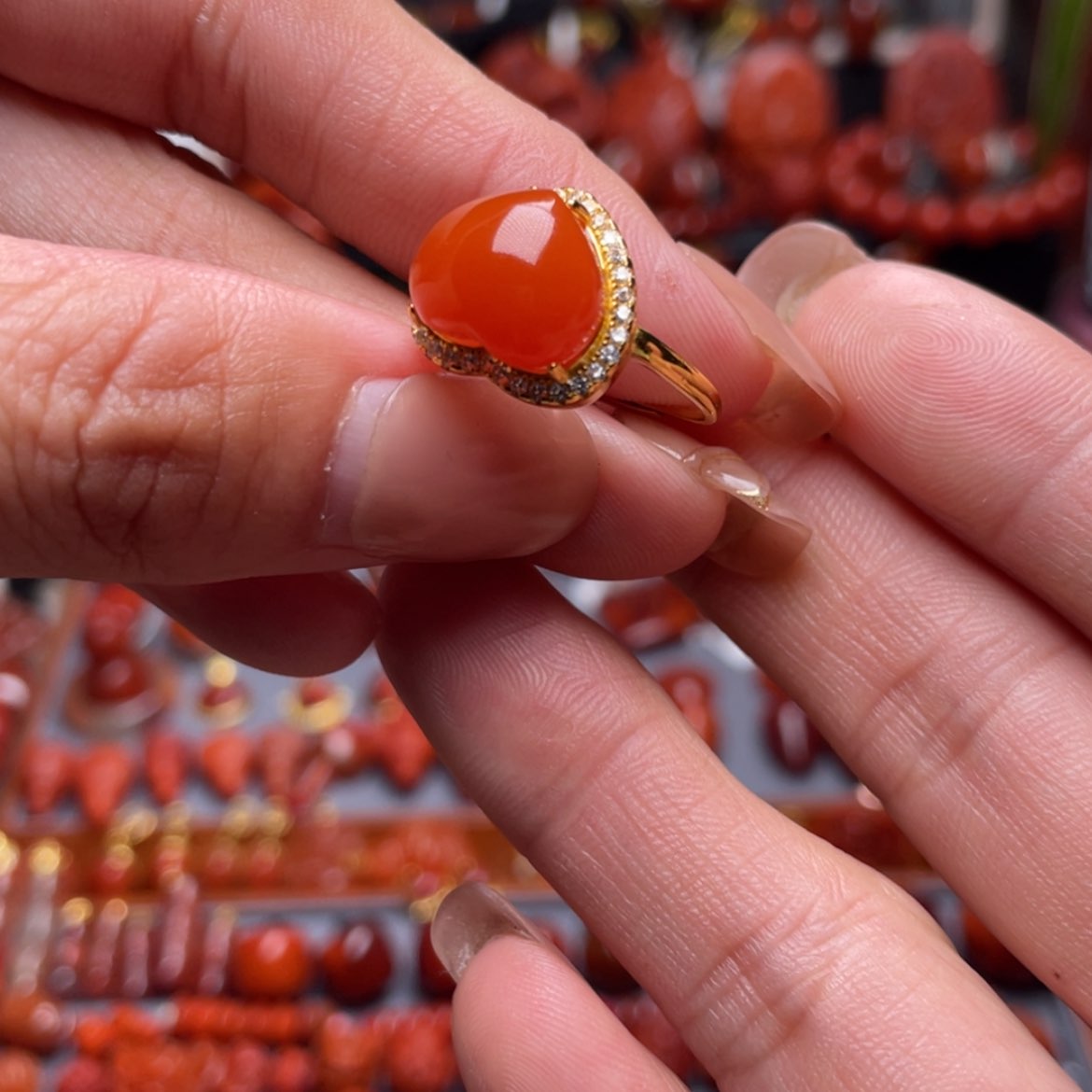 【闪购商品】南红玛瑙戒指银S925镶嵌清*