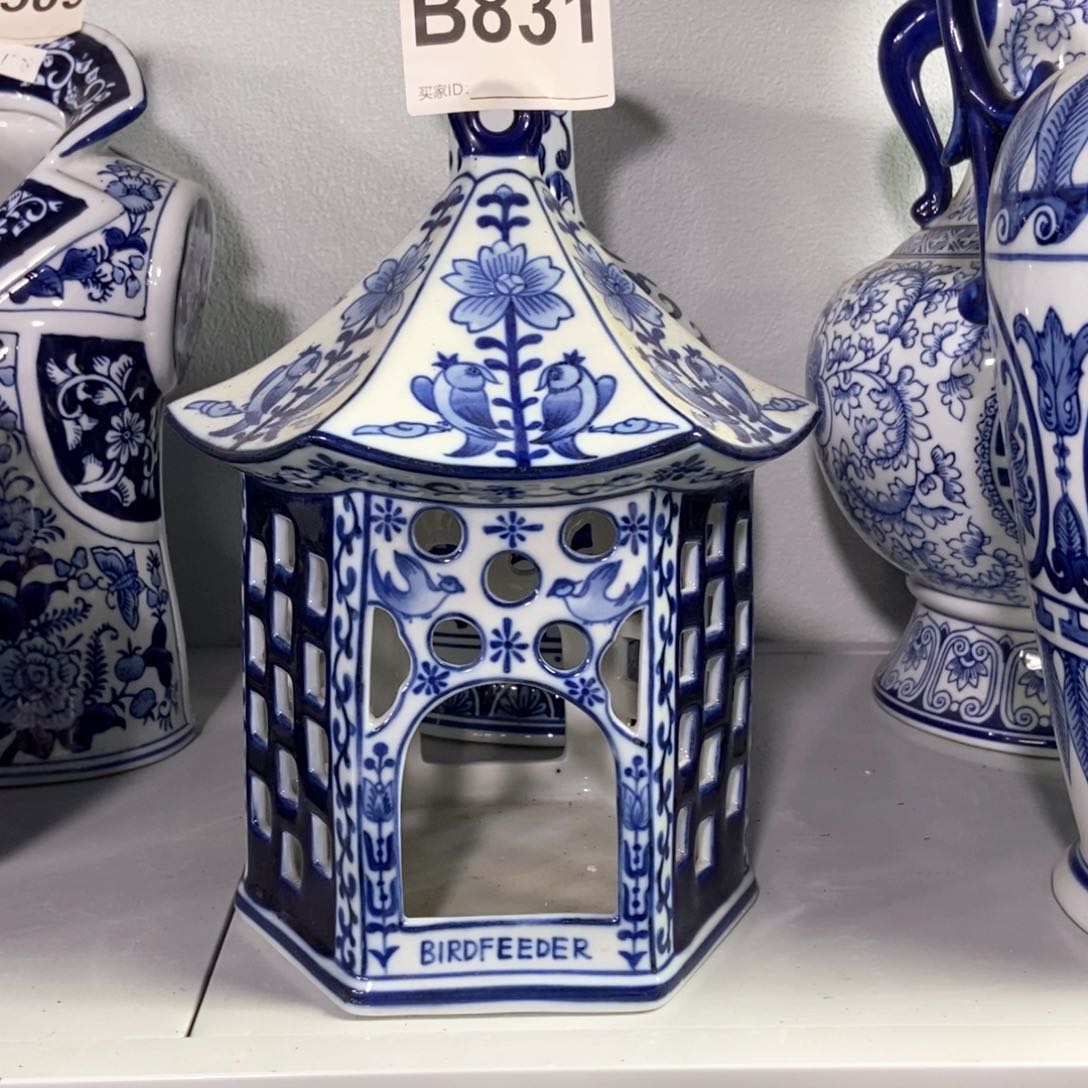 摆件花瓶手绘釉下彩