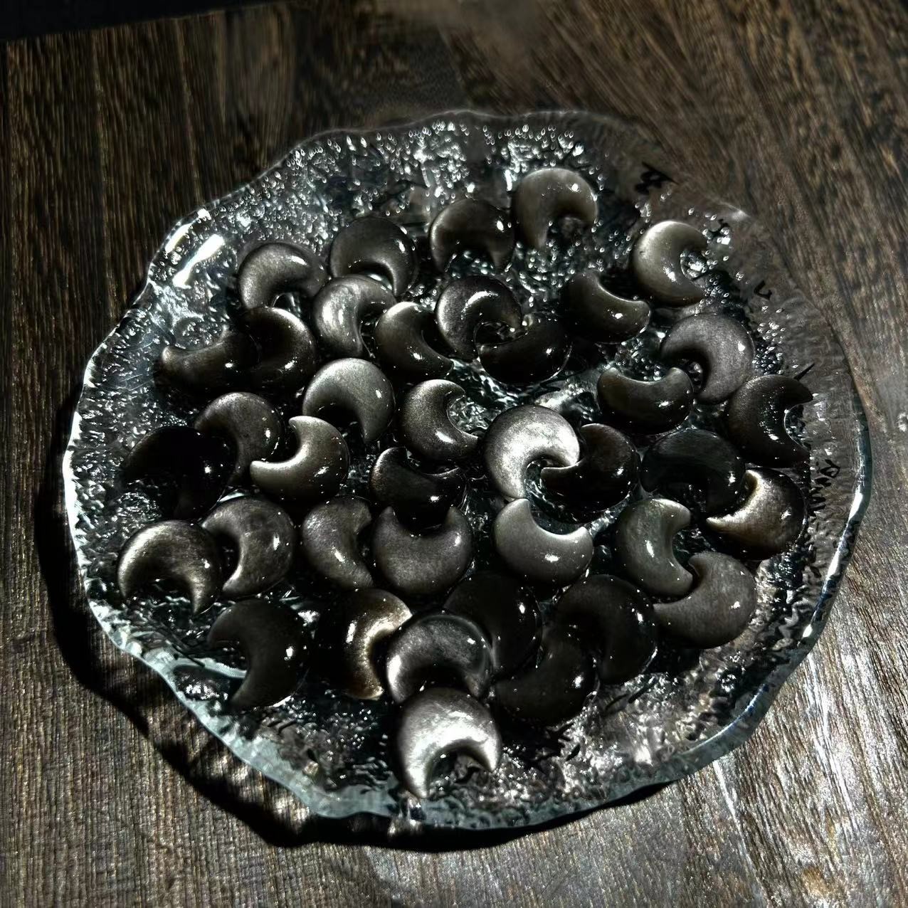 S4513【貝勒爺】银耀石-月亮-吊坠配件【多样性发其一】