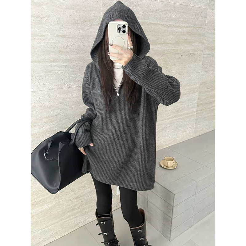 【蓝色】3893超柔软高品质连帽半开上衣