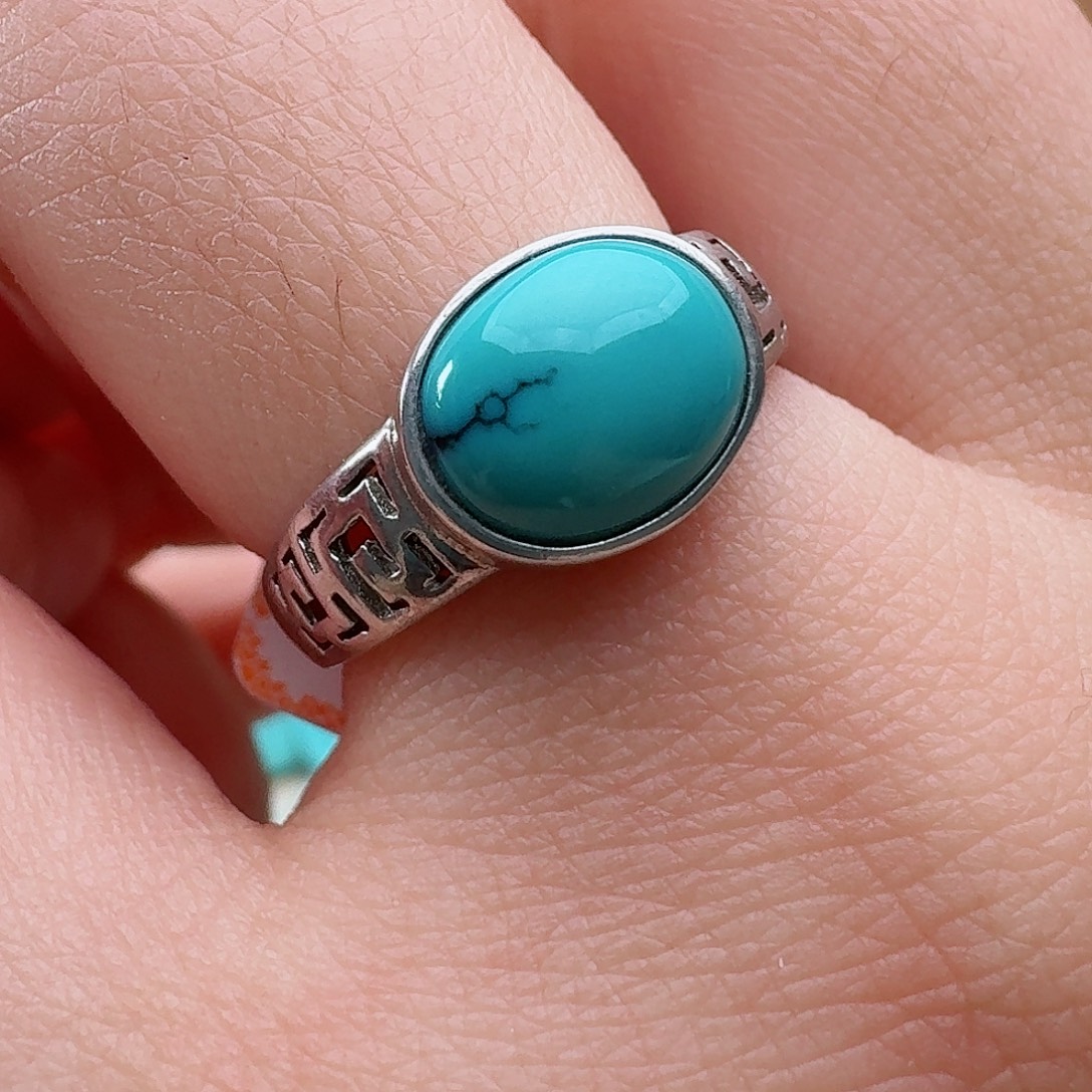 绿松石银S925镶嵌戒指