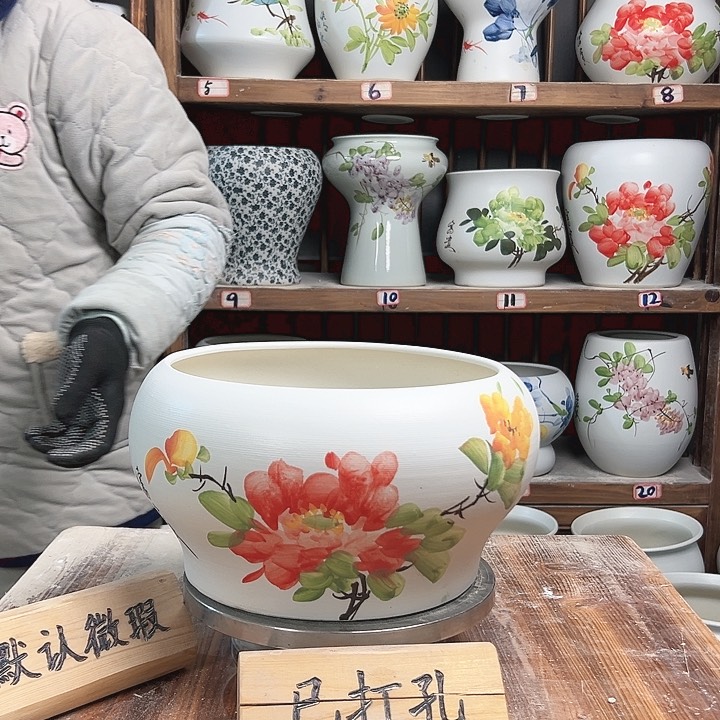 摆件口25牡丹新款陶瓷