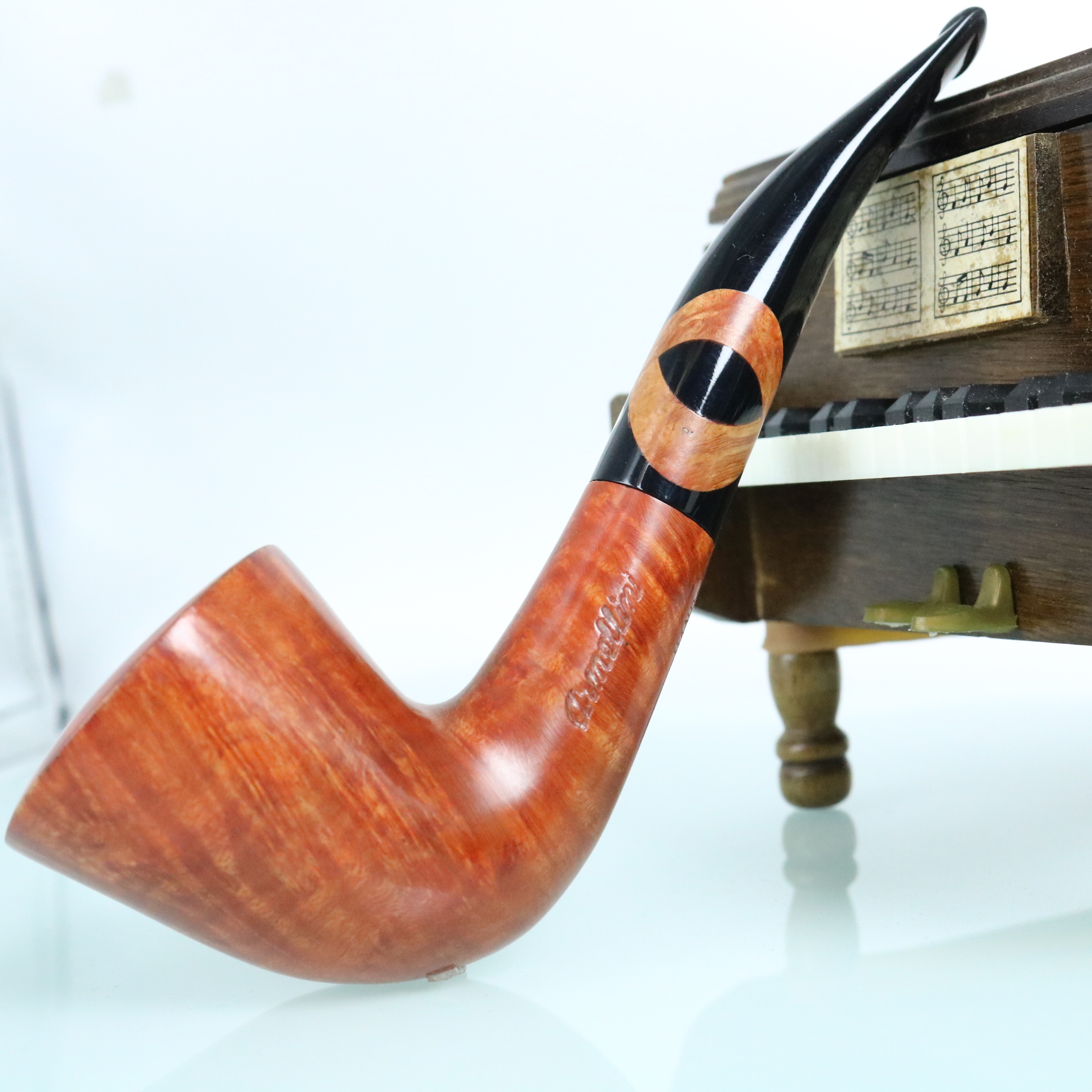 意大利阿梅里尼大师经典微弯号角独特饰环设计手工收藏石楠木烟斗
