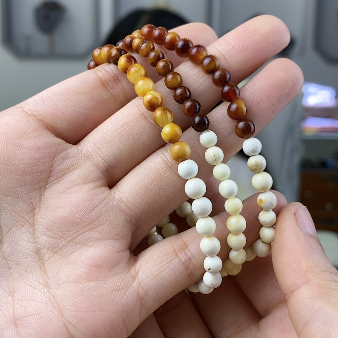 琥珀珠宝奇石未镶嵌蜜蜡手串5mm➕