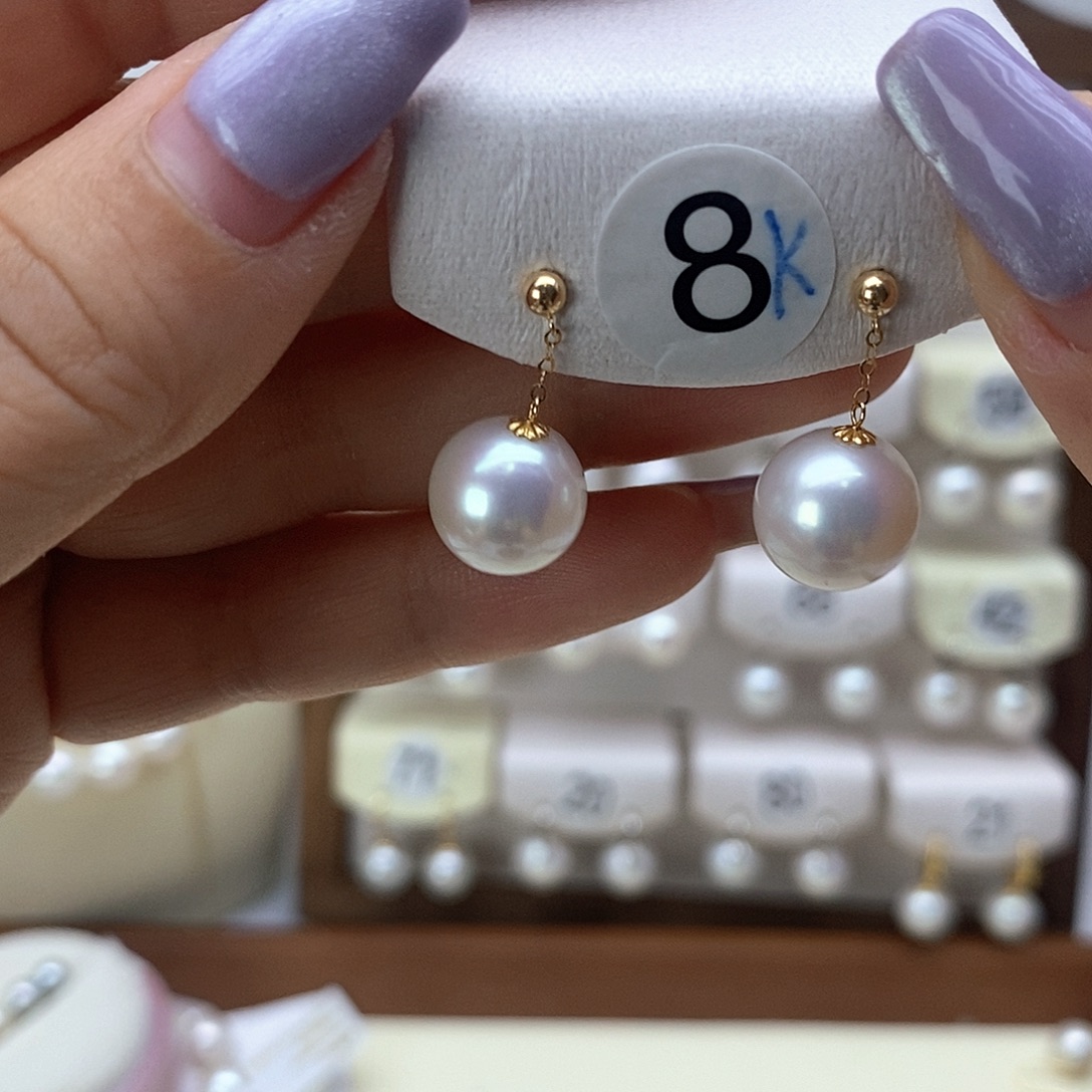 18K金镶嵌淡水珍珠耳饰