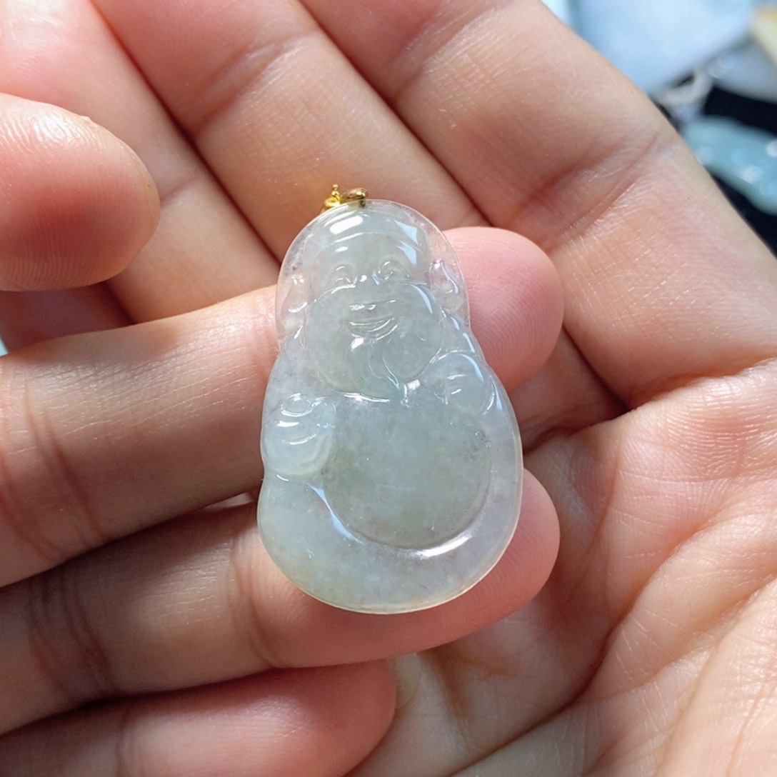 翡翠吊坠(不含链)未镶嵌缅甸翡翠A货财爷