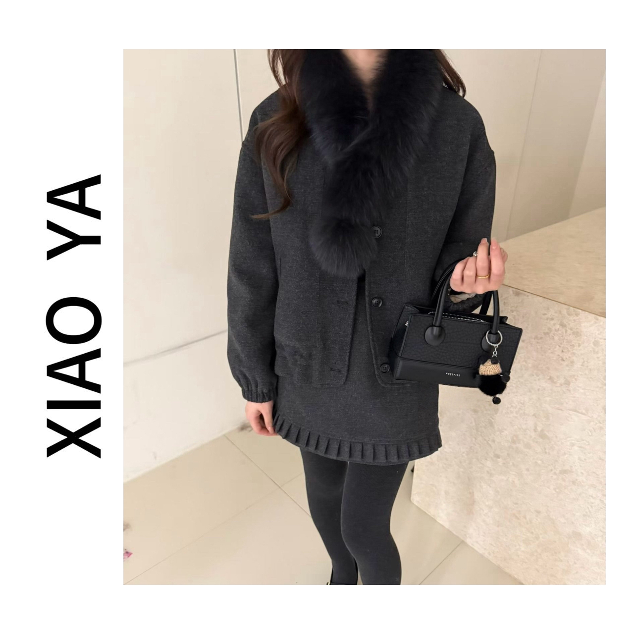 95873冬季新款国标90白鸭绒韩系毛领款显瘦羽绒服