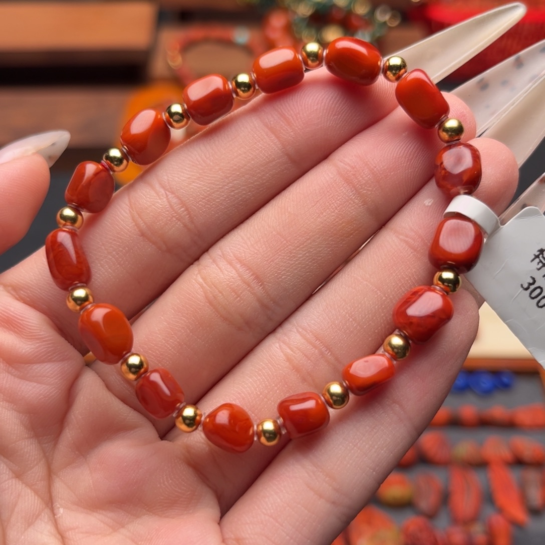 南红玛瑙未镶嵌南红6火焰红随行单圈卡6mm