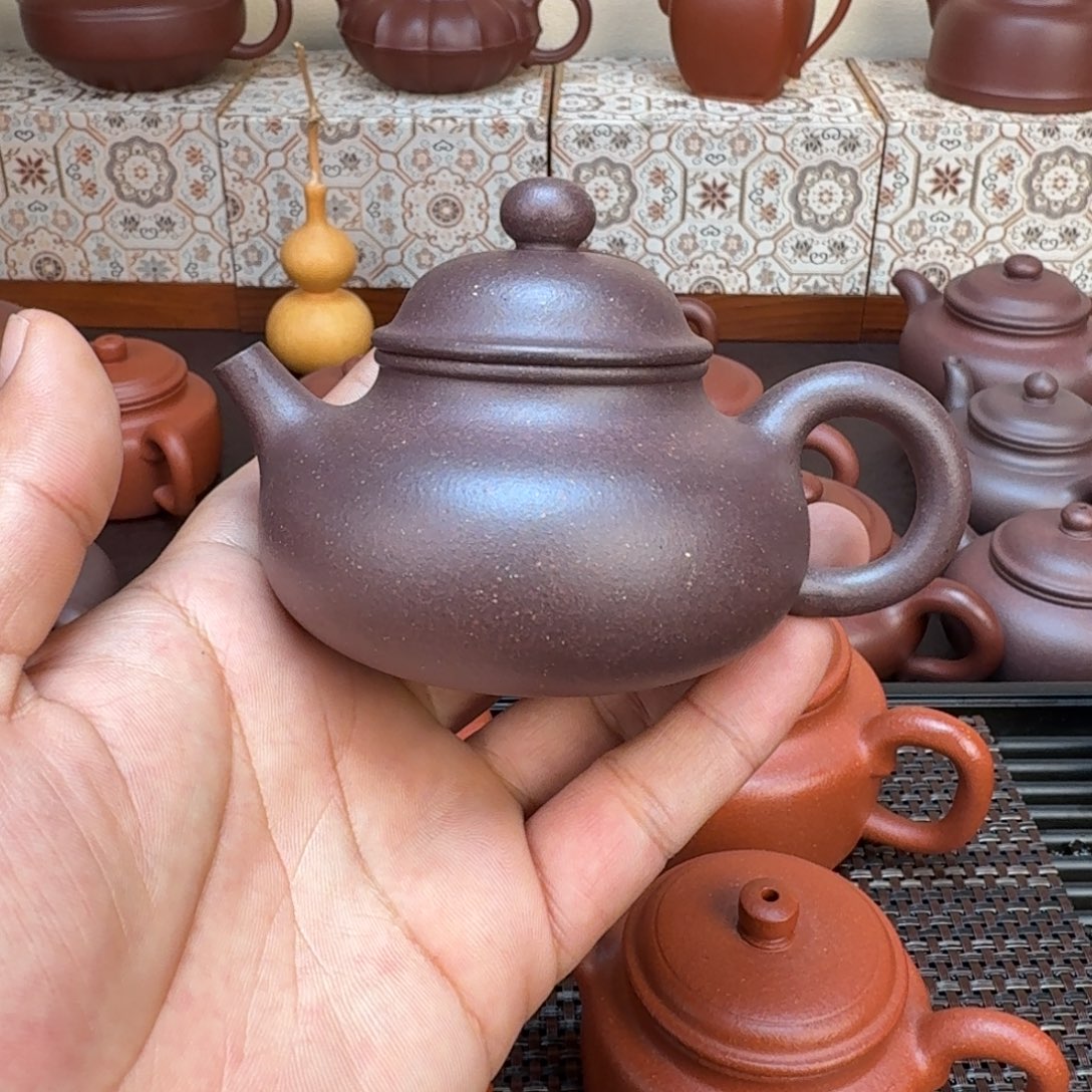 紫砂茶壶原矿紫泥容天微暇120cc