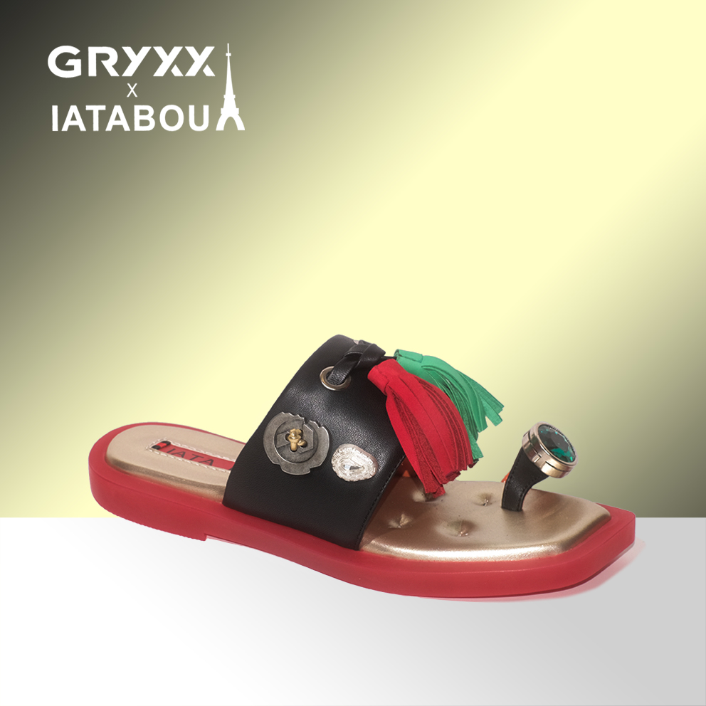 IATABOU【618狂欢】【新品】联名GX高端潮牌全真皮拖鞋女凉鞋TA156068