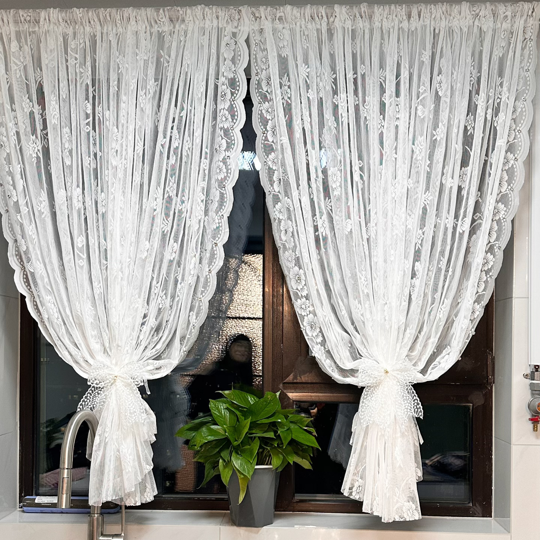 窗帘透光遮挡帘家用免打孔厨房窗纱遮挡慵懒风小清新