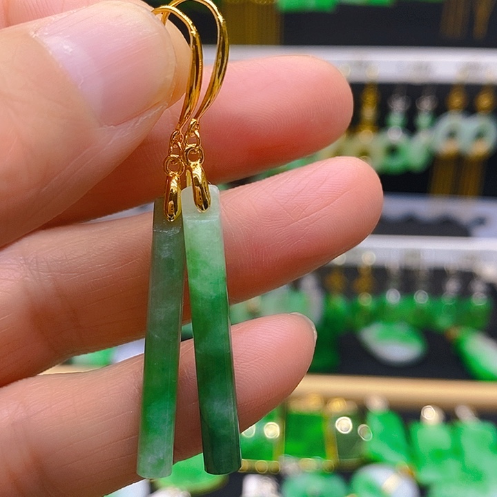 翡翠耳饰银S925镶嵌耳坠