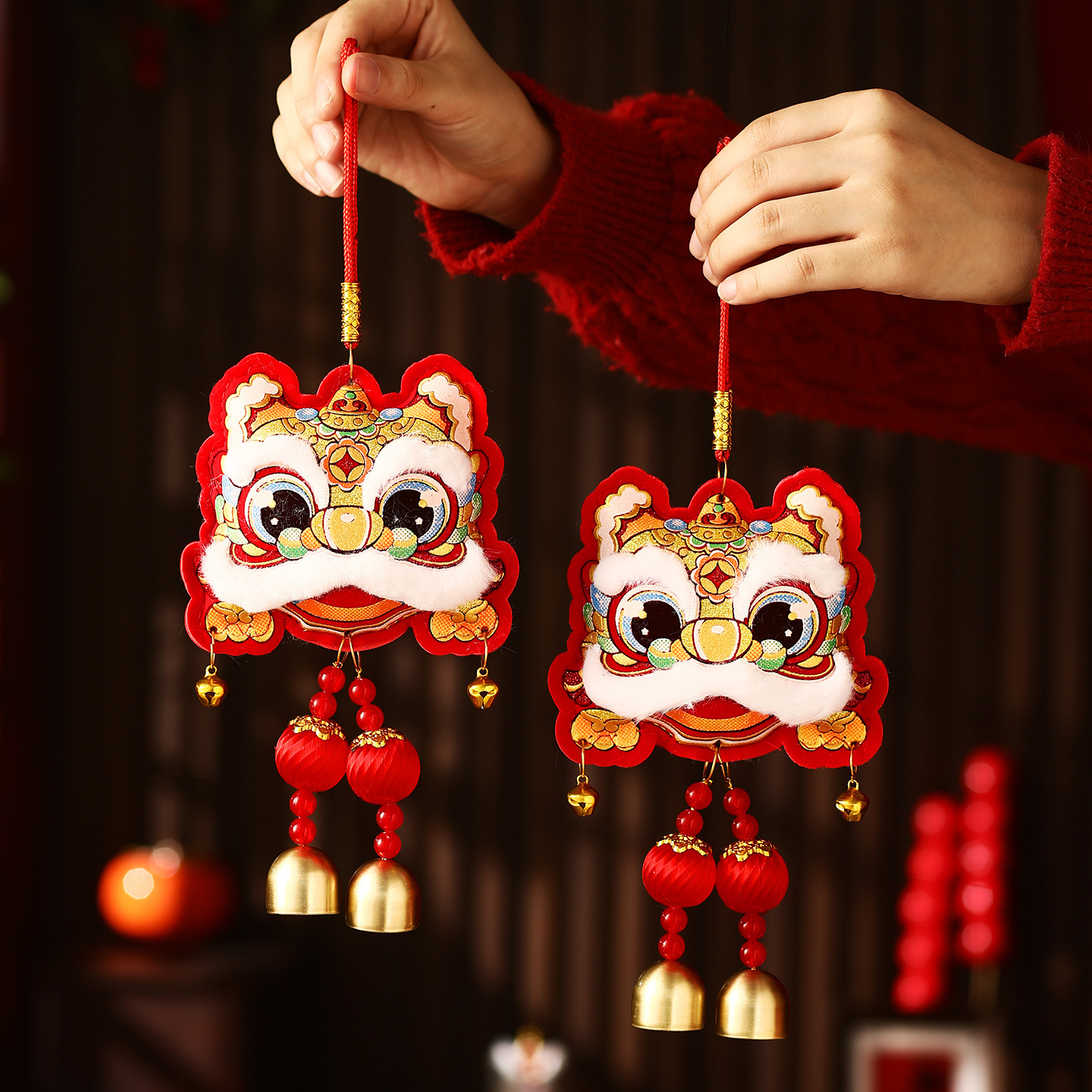 2026新款马年挂件过年入户门醒狮风铃挂饰春节用品年货新年装饰品