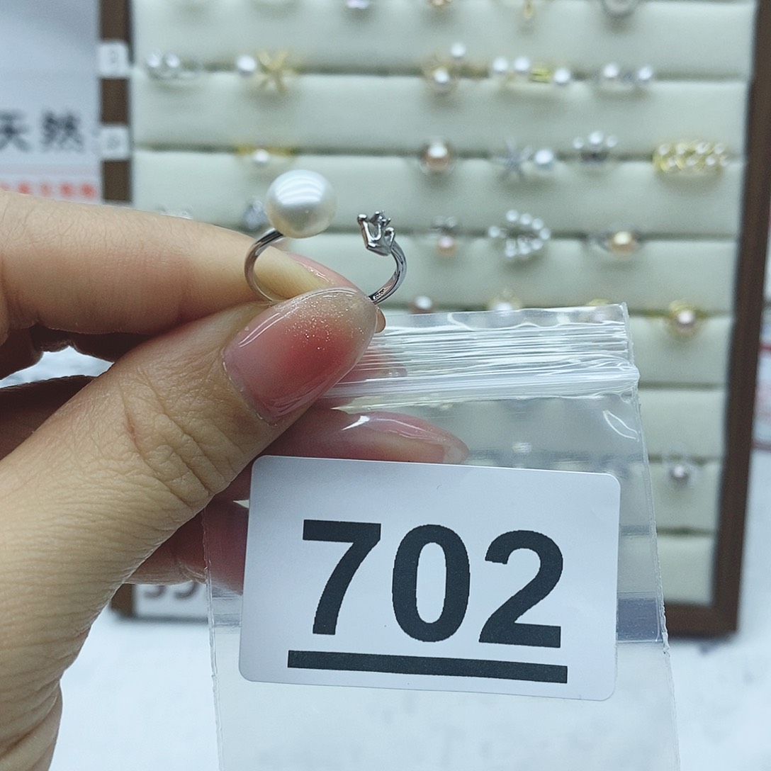 淡水珍珠戒指银S925镶嵌702