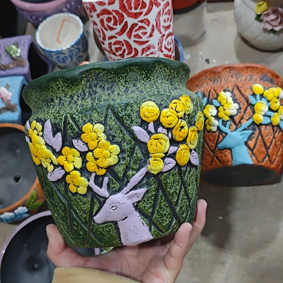 红陶吸水透气的白陶花盆凑满12发货