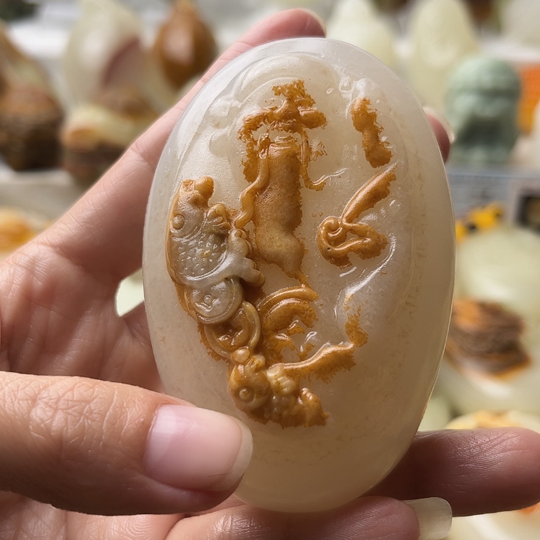 石材古青石不退换财神微瑕