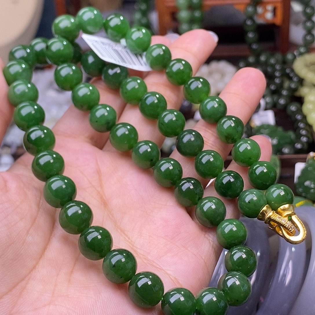 和田玉清货价碧玉妈妈链10m未镶嵌