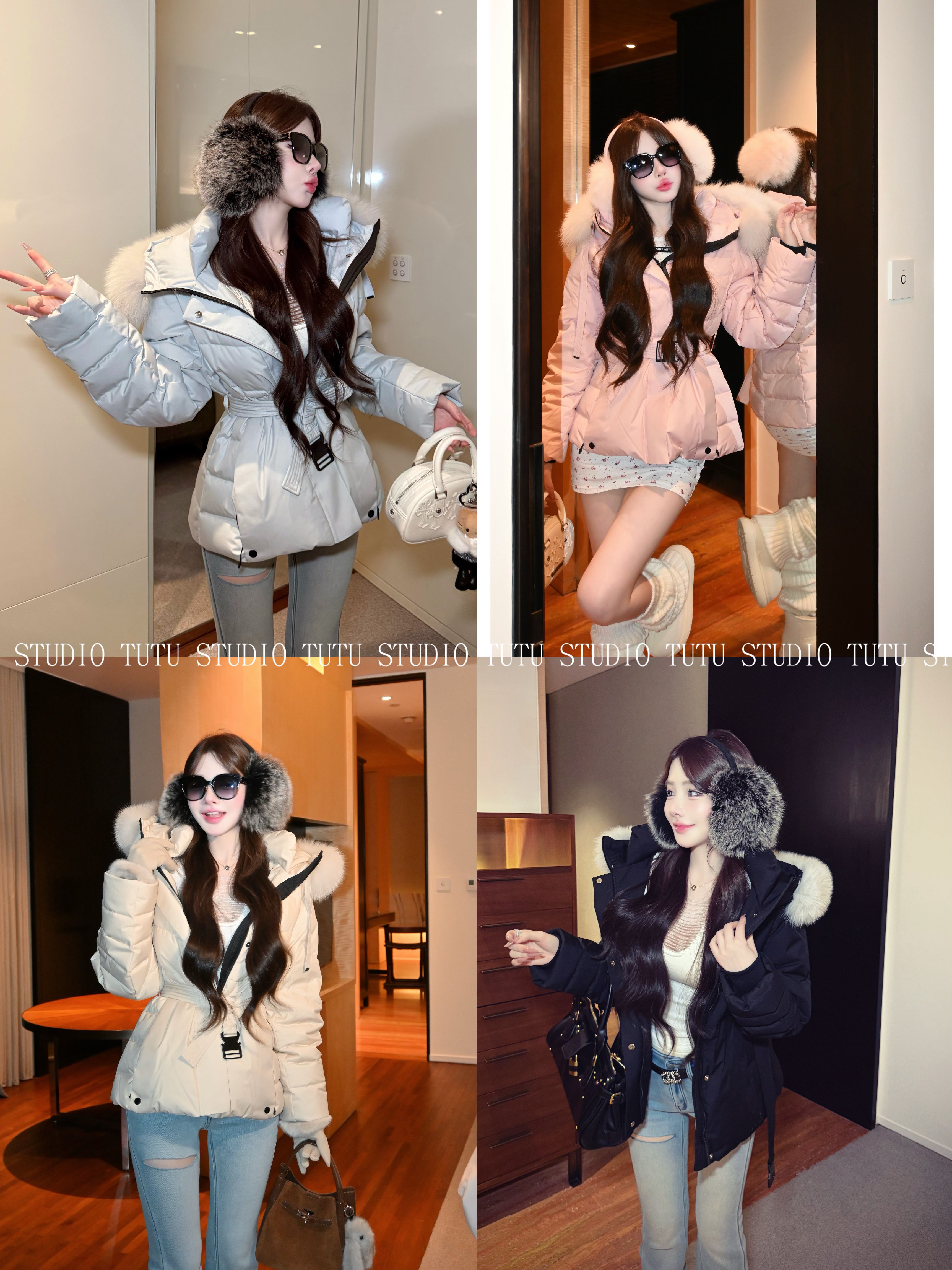 TUTU【雪落诺丁】毛领狐狸毛/90白鸭绒修身保暖羽绒服外套#WT1619