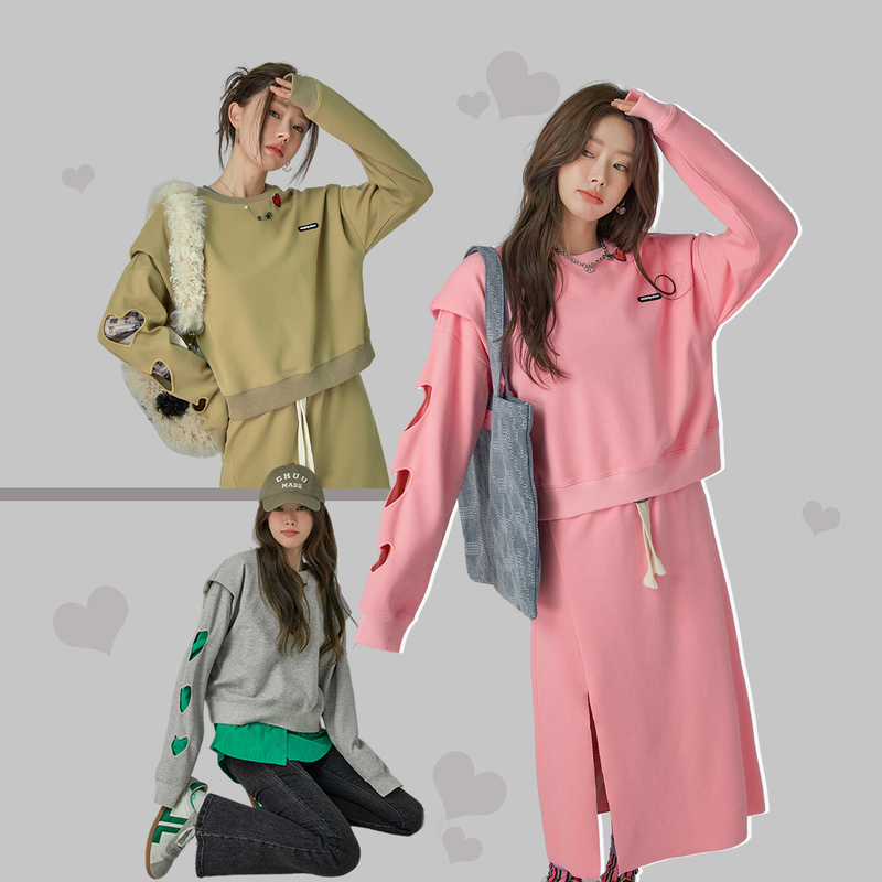 【陈嘉尔专属】CHUU镂空长袖上衣女设计感个性百搭卫衣-Q