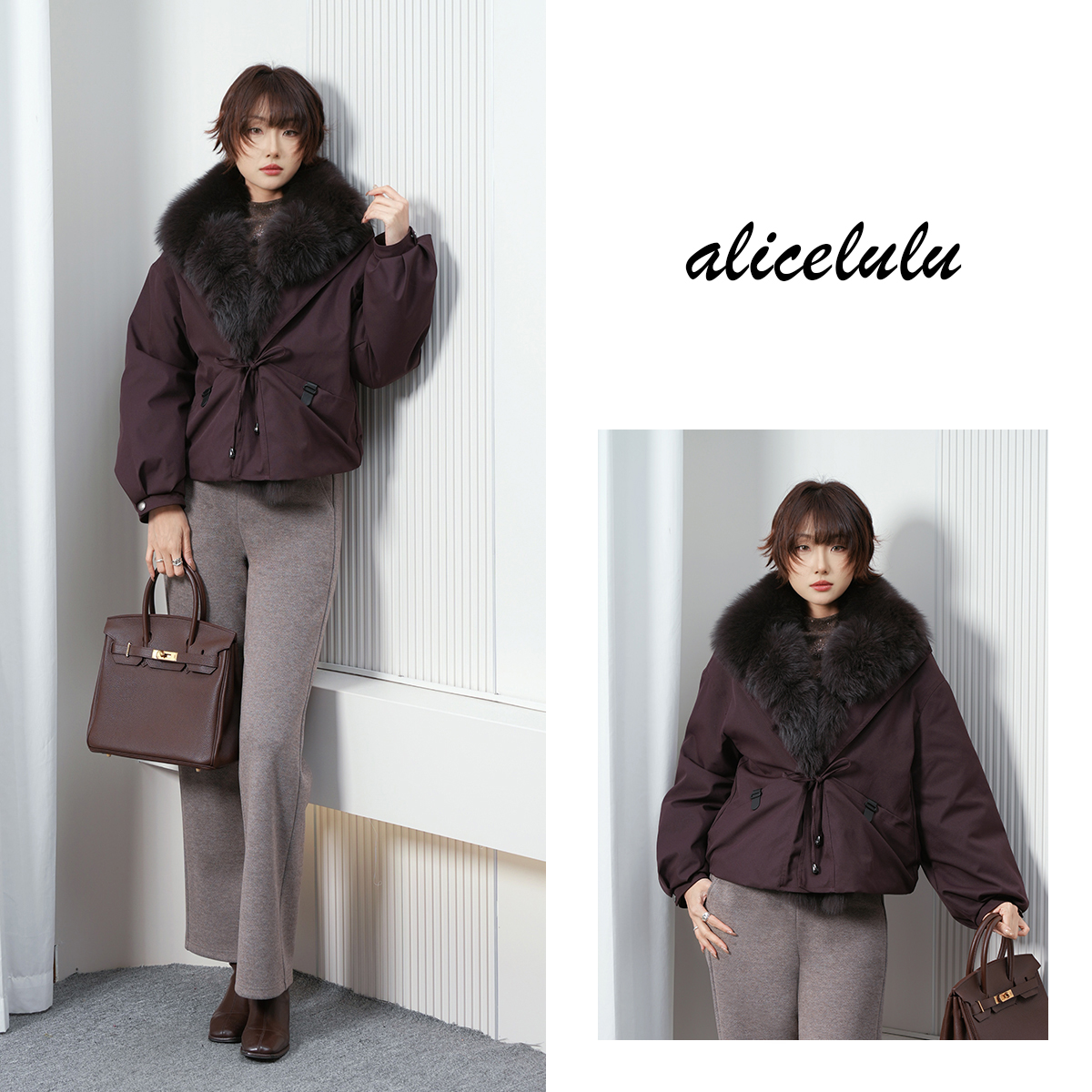 alicelulu名流法则.羽绒服奢贵狐狸毛时尚保暖S2145646Vr